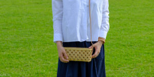 竹の八目ミニバッグ（幅広2way）