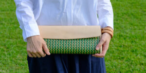 エレインー竹と革のクラッチバッグー